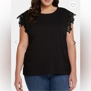 Ella Black Side Lace Crewneck Top